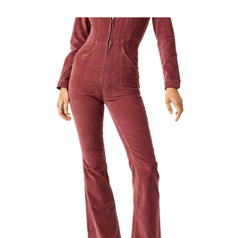 Free People Corduroy Jumpsuit in Deep Wine - Picture 2 of 3